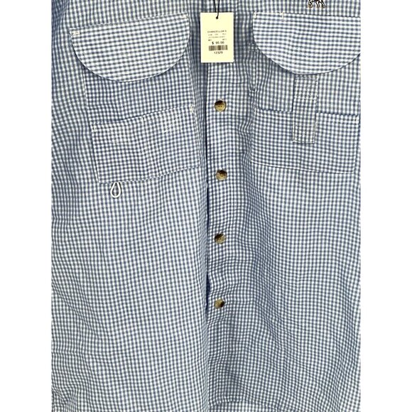 Chancellors Men's Fishing Shirt Light Blue Gingham Short Sleeve Button-Down Pock - Picture 5 of 11